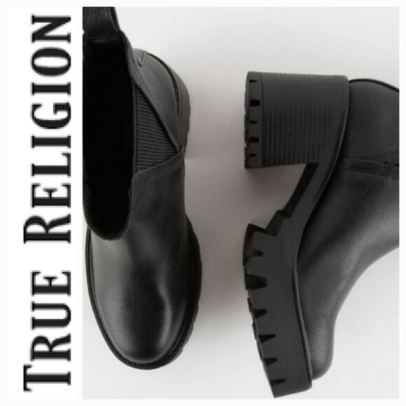 True Religion Shoes - True Religion Slip-On Logo Ankle Lug Boots